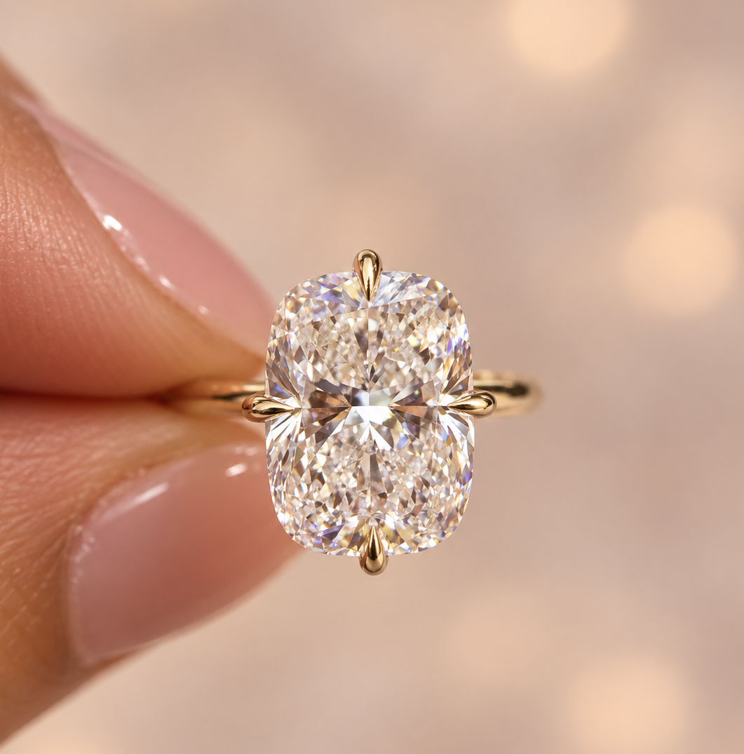 4.13 Carat Cushion Compass Prong Setting Solitaire